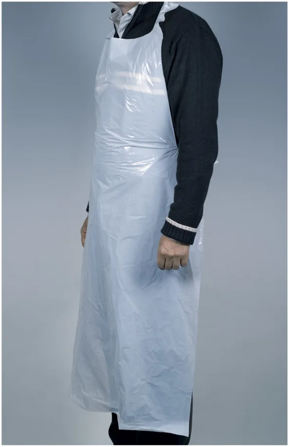 Tablier en plastique, blanc, PS