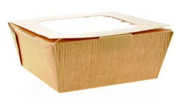 Snack Box en carton, brun, couvercle avec fenêtre, 750ml