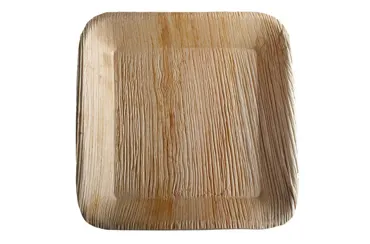 Assiette en feuille de palmier, brun, 17x17x2.5cm