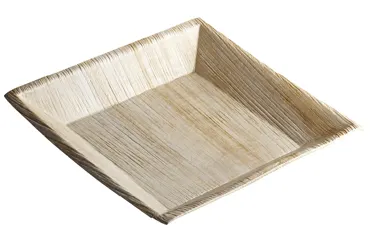 Assiette en feuille de palmier, brun, 18x18x2.5cm