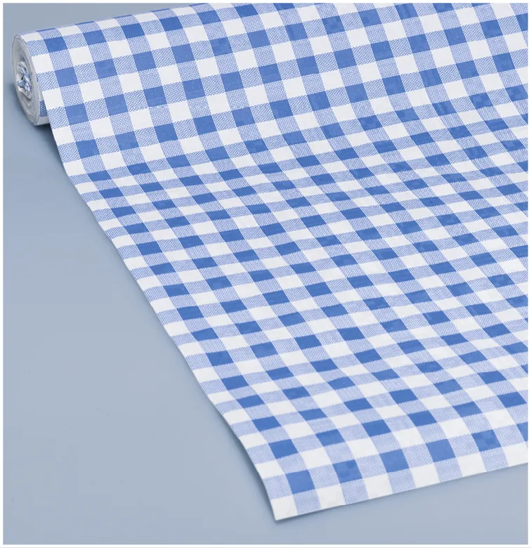 Rouleau de nappe en papier, bleu-blanc, quadrillé, 100cmx10m