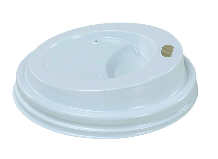 Kartonbecher Deckel aus PS, weiss, Ø 62 mm, mit Trinkloch