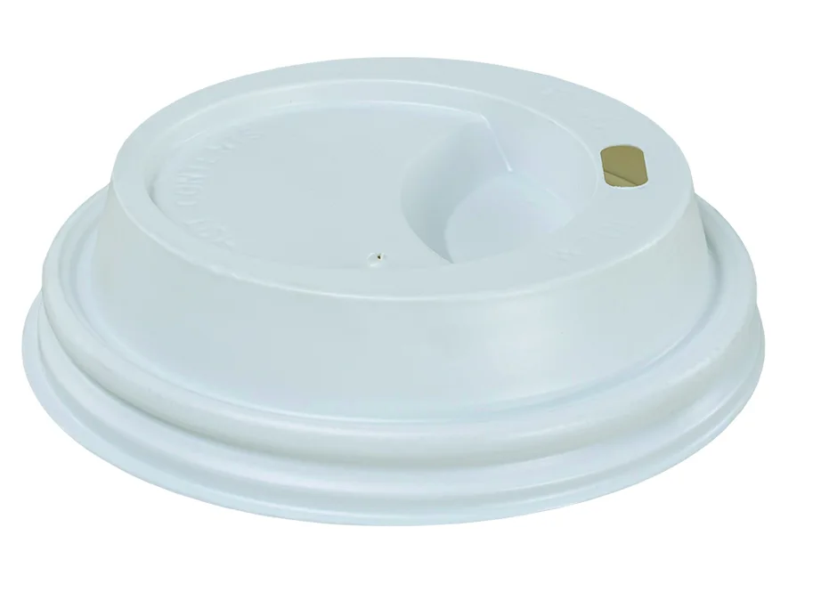 Kartonbecher Deckel aus PS, weiss, Ø 73 mm, mit Trinkloch
