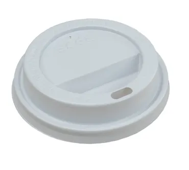 Kartonbecher Deckel aus PS, weiss,Ø 80 mm, mit Trinkloch