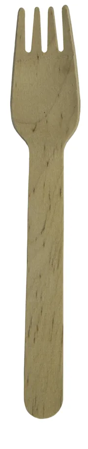 Bio Einweggeschirr Gabel aus Holz, braun, 16 cm