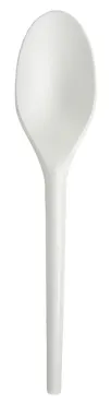 Cuillère jetable en PLA, blanc, 17cm