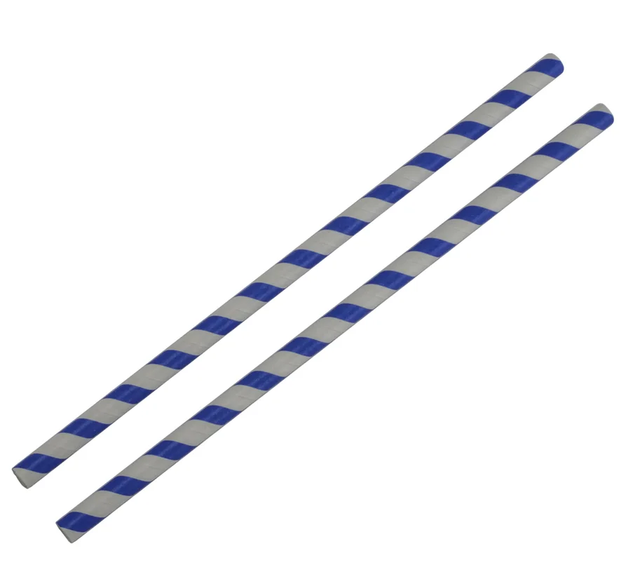 Bio Trinkhalme aus Papier, blau-weiss, Ø 8 mm, 230 mm lang