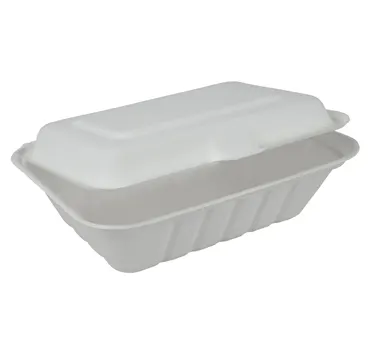 Boîte à menu en bagasse, blanc, un compartiment, 530ml