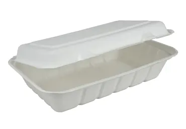 Boîte à menu en bagasse, blanc, un compartiment, 850 ml