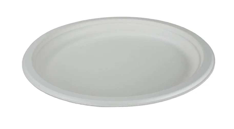 Einweg Teller aus Bagasse,  weiss, Ø 26 cm