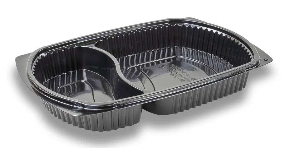 Barquette take-away, noir, 1000g, deux compartiments