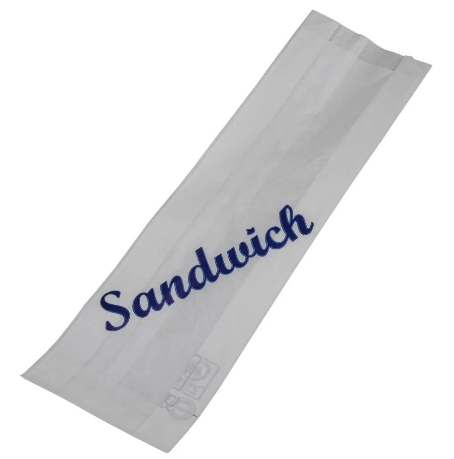 Sachet à sandwich en pergament, blanc, avec impression