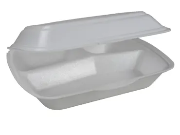Boîte à menu en XPS avec couvercle , blanc, trois compartiments