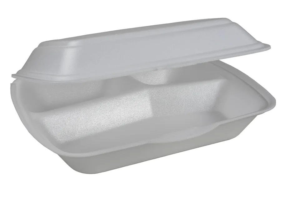 Take Away Menübox aus XPS, weiss, 3-teilig, mit Deckel