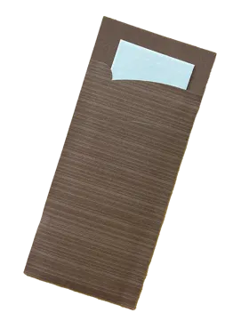 Sachet de couverts, brun, avec serviette