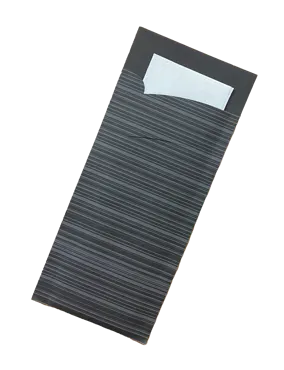 Sachet de couverts, noir, avec serviette