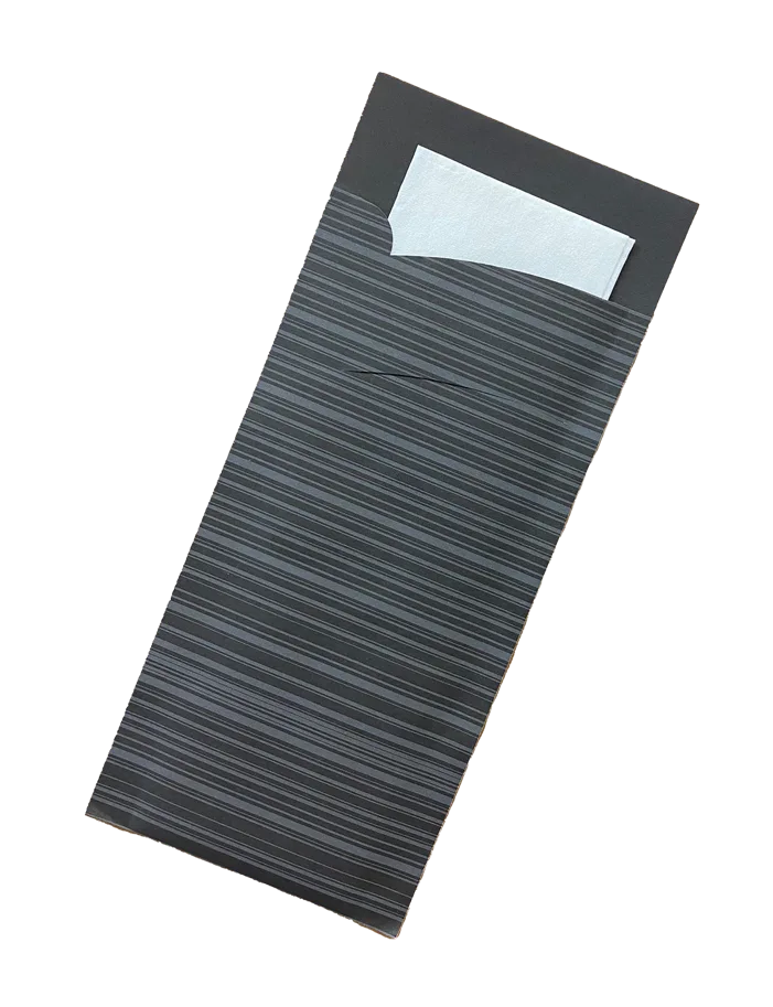 Bestecktaschen, schwarz, mit Serviette