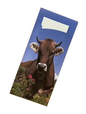Sachet de couverts, "vache", avec serviette
