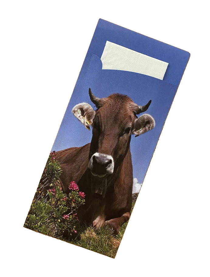Bestecktaschen, Sujet "Kuh", mit Serviette