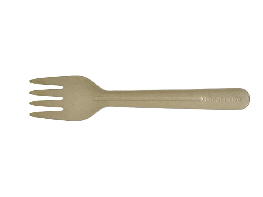 Bio Einweggeschirr Gabel aus Karton, braun, 16.5 cm