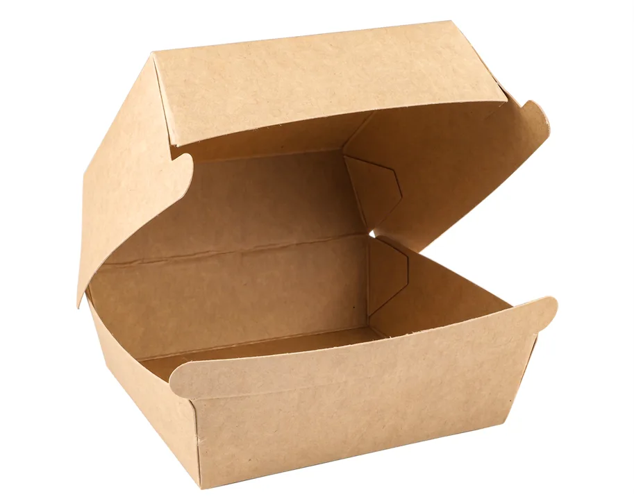 Box à hamburger en carton, brun,  97 x 95 x 65 mm