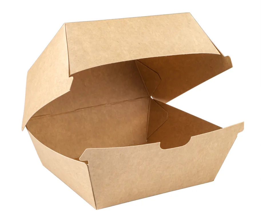 Box à hamburger en carton, brun, 120 x 120 x 65 mm