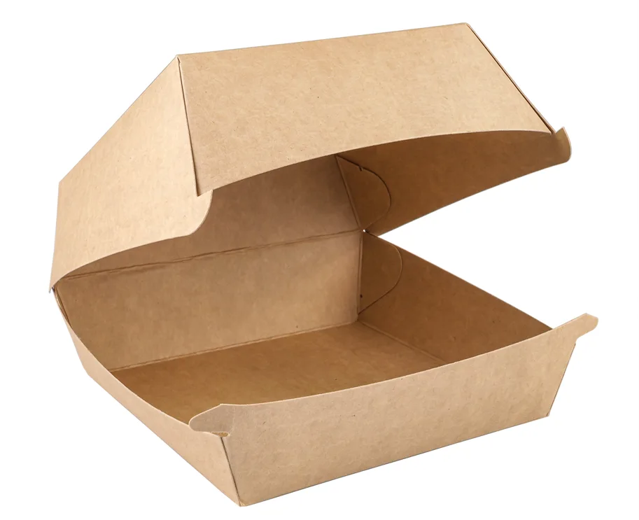 Hamburger-Box aus Karton, braun, 105 x 102 x 85 mm