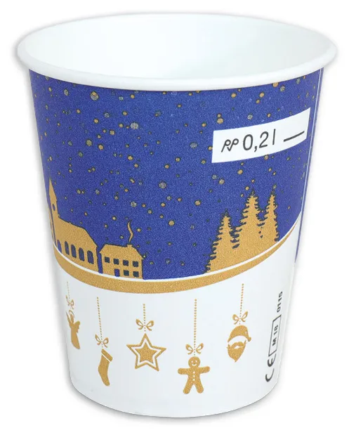 Kaffeebecher aus Karton, bedruckt "Winter", 2 dl