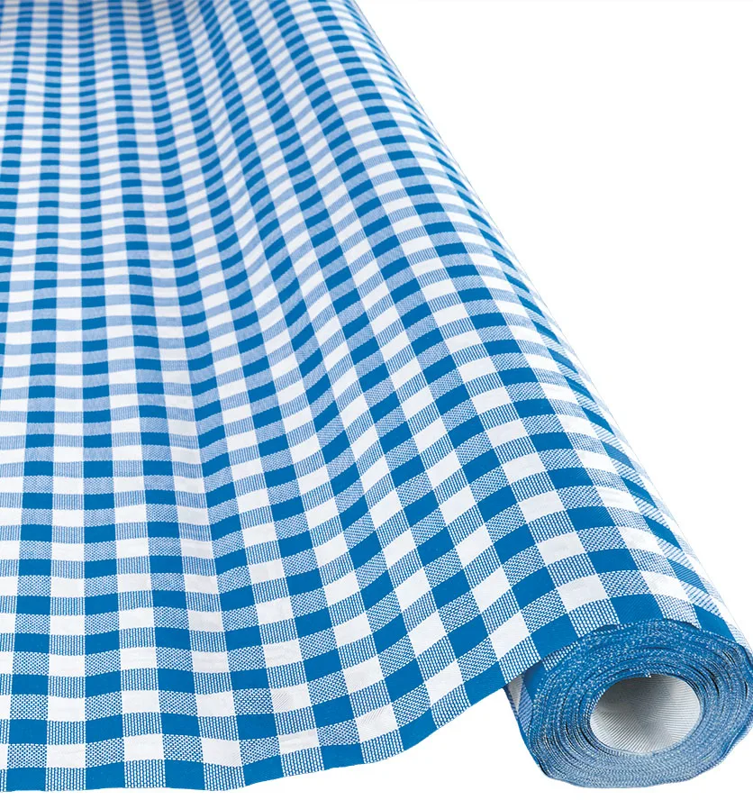 Tischtuchrolle aus Papier, blau-weiss, kariert, 100 cm x 10 m