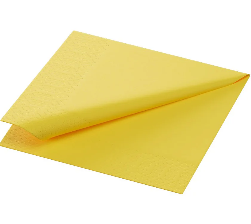 Serviettes en papier, jaune, 24x24cm, trois couches