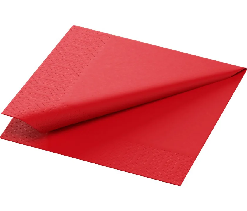 Serviettes en papier, rouge, 24x24cm, trois couches