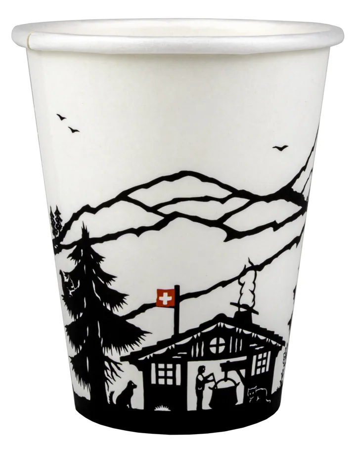 Kaffeebecher aus Karton, mit Scherenschnitt-Motiv, 2dl