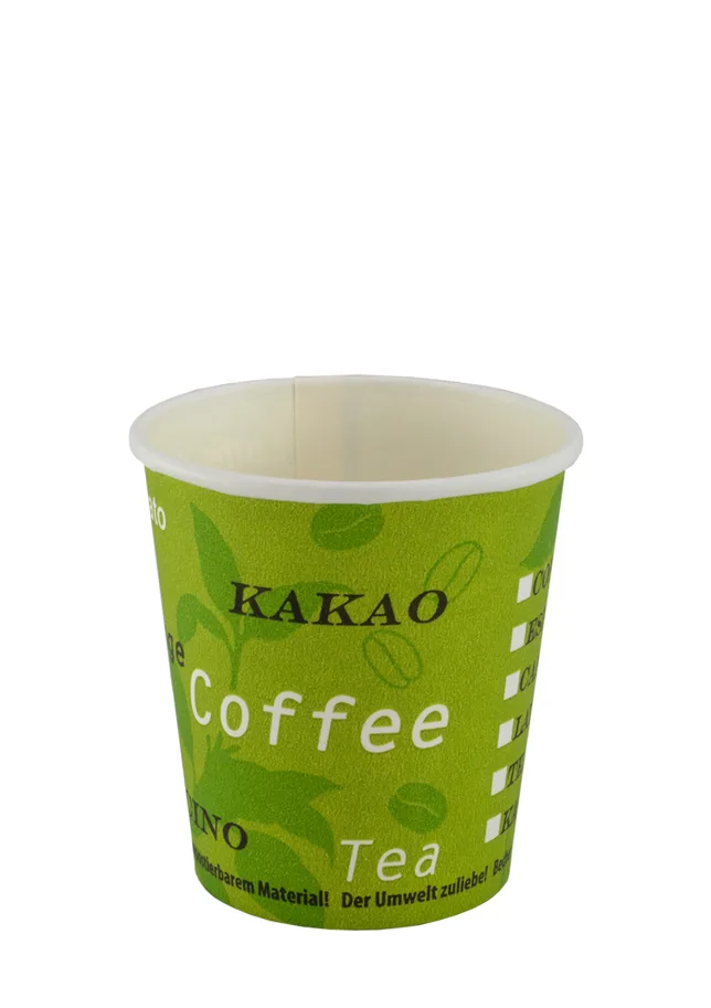 Bio Einweg Kaffeebecher aus Karton, grün, 1 dl